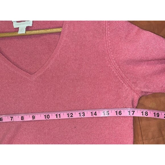 Charter Club Pink 2-Layer 100% Cashmere V-Neck Long Sleeve Sweater Women's Size - Picture 5 of 7